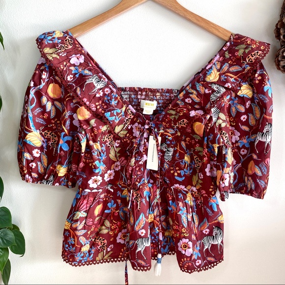 NWT MAEVE by Anthropologie Novelty Print Top Medium - Picture 2 of 10